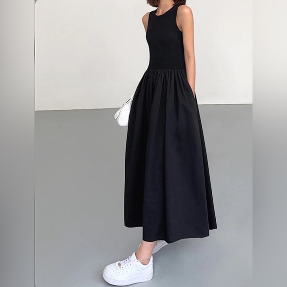 Commense Women's Leisure Crew Neck Maxi Dress Casual Sleeveless Black Sz XL - Picture 15 of 15